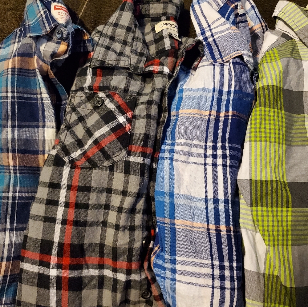 1 button down and 3 flannels!